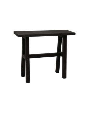 Solid wood console in black tone, measuring 100x80cm.