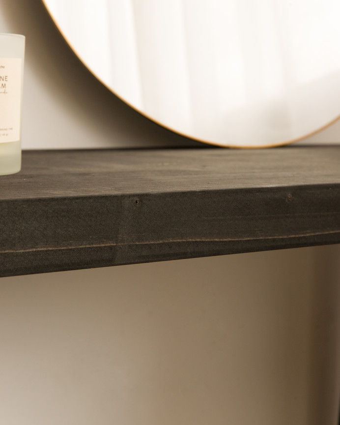 Solid wood console in black tone, measuring 100x80cm.