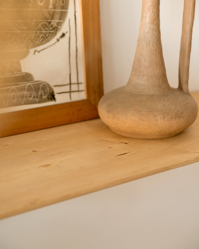 Solid wood hallway console in medium oak tone, 100cm.