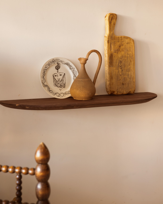 Solid wood console table in walnut tone, 100cm.