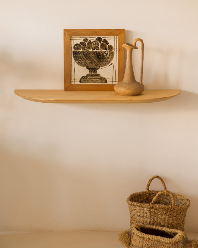 Solid wood hallway console in medium oak tone, 100cm.