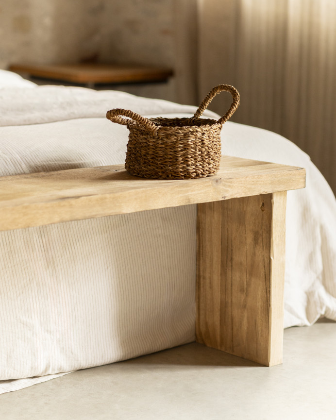 Rustic solid wood bench of 109x45cm