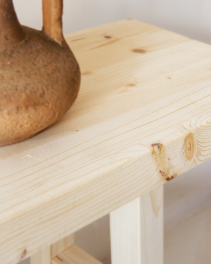 Solid wood stool in natural tone, 100x50cm