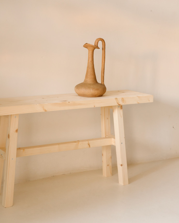 Solid wood stool in natural tone, 100x50cm