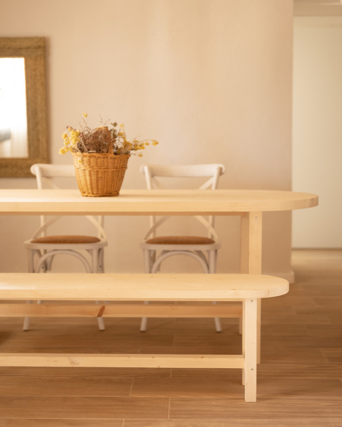 Solid wood bench in a natural tone in various sizes