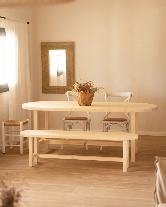 Solid wood bench in a natural tone in various sizes