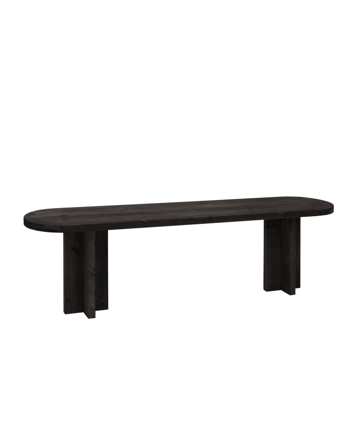Solid wood bench in black tone in various sizes