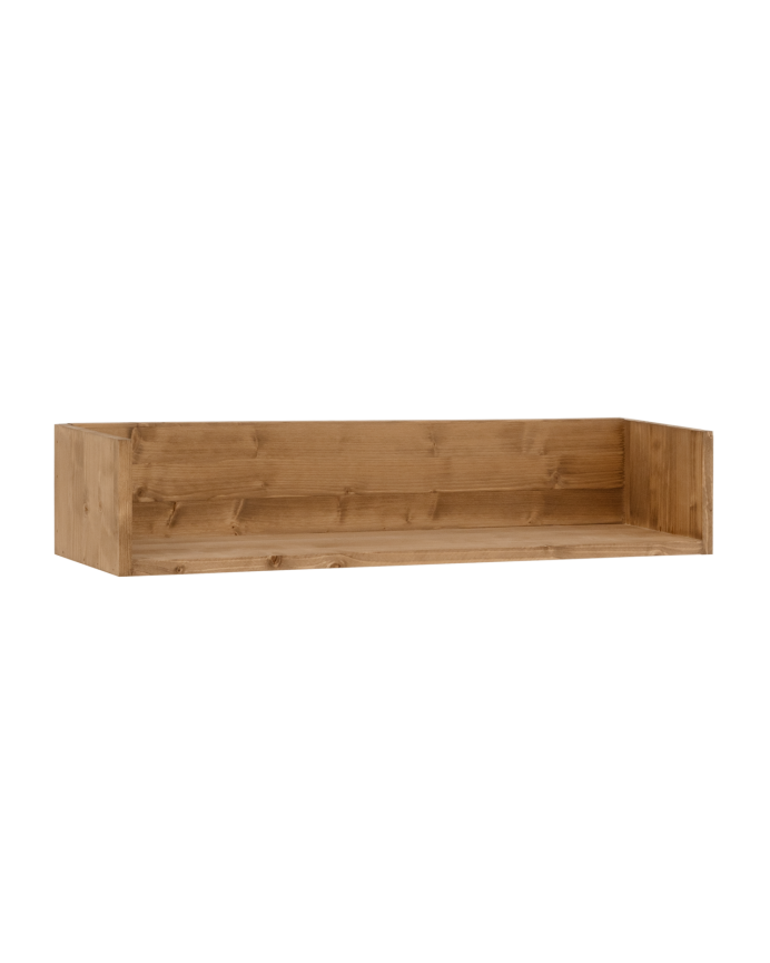 Solid wood shelf in a dark oak tone available in various sizes