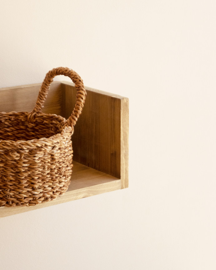 Solid wood shelf in a dark oak tone available in various sizes