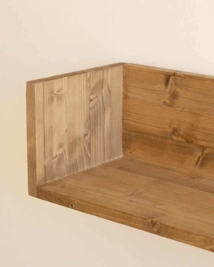 Solid wood shelf in a dark oak tone available in various sizes