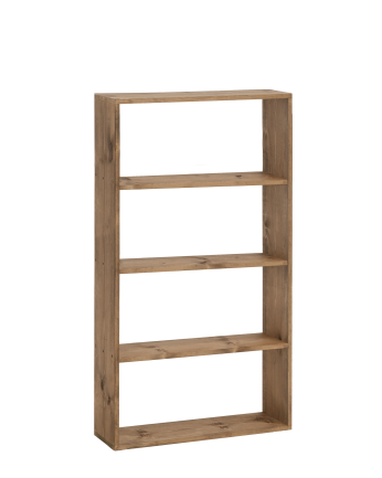 Solid dark oak wooden bookshelf with 3 shelves.
