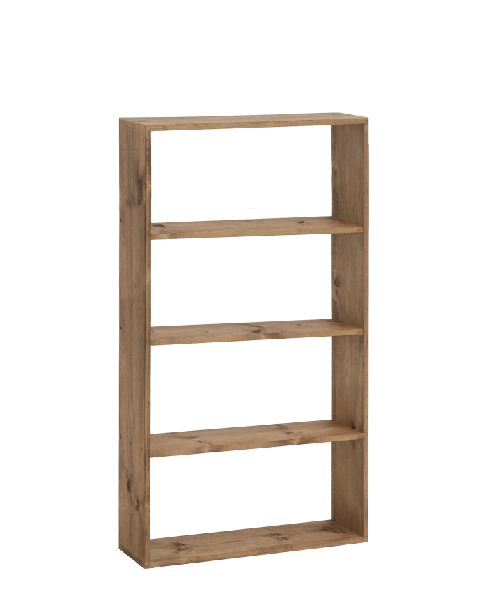 Solid dark oak wooden bookshelf with 3 shelves.
