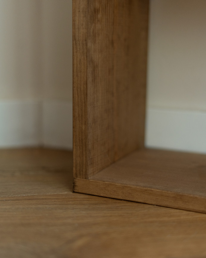 Solid dark oak wooden bookshelf with 3 shelves.