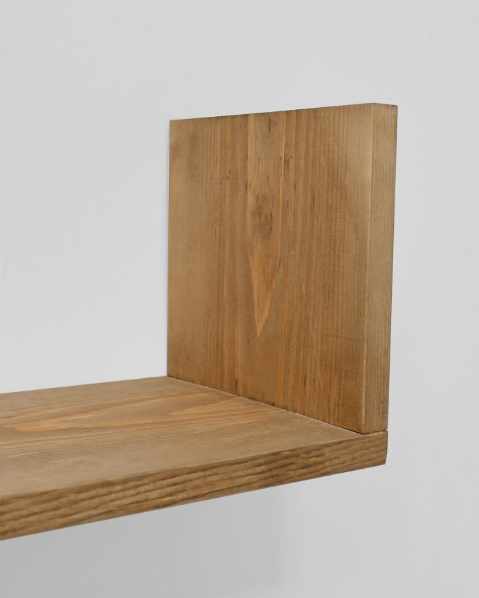 Solid wood floating shelf finished in dark oak, various sizes.