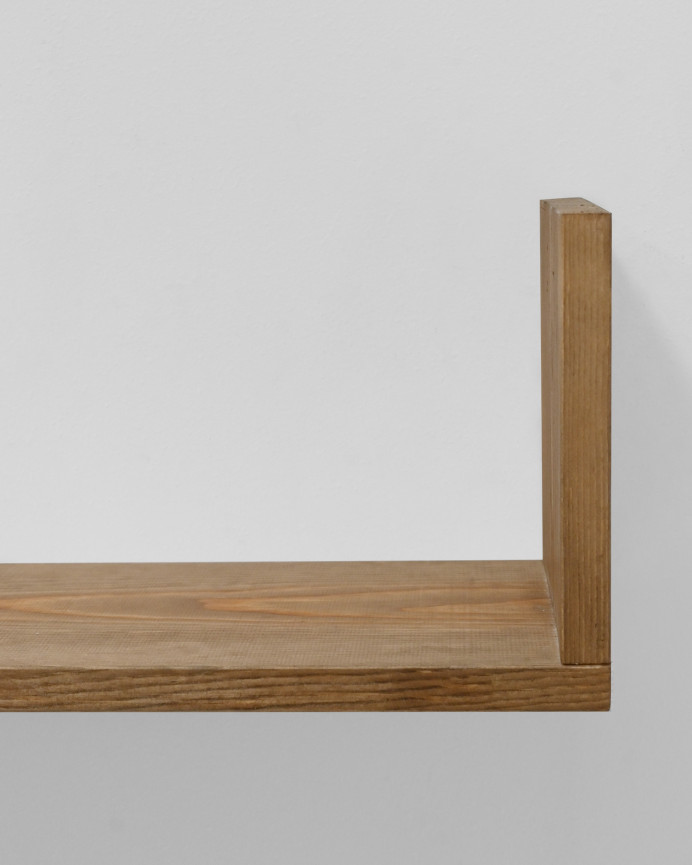 Solid wood floating shelf finished in dark oak, various sizes.