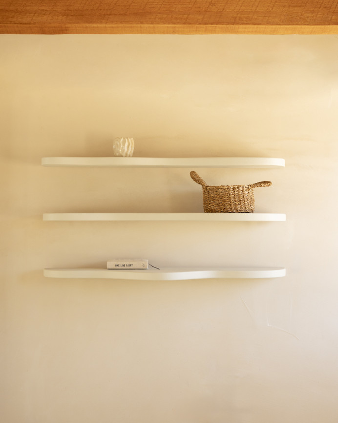 Pack 3 microcement shelves in off-white tone of 100cm.