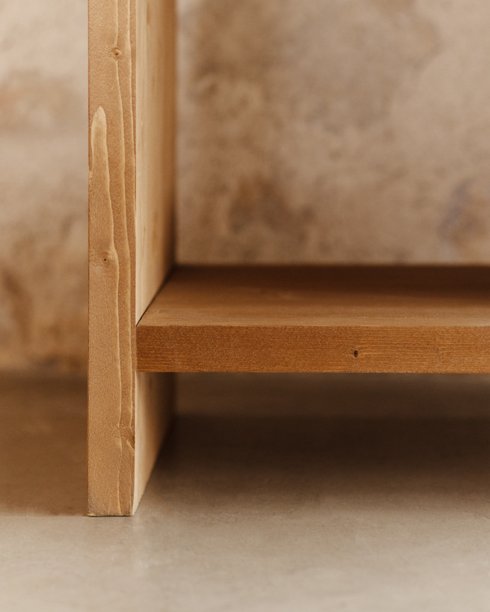 Solid oak wood shelving unit in a medium oak tone, measuring 180x140cm.