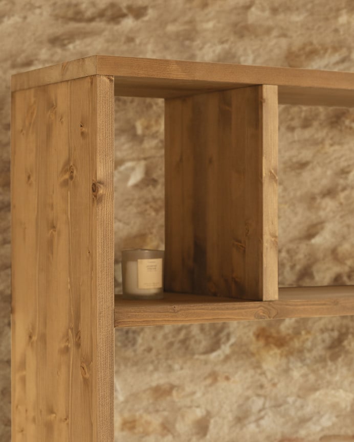 Solid oak wood shelving unit in a medium oak tone, measuring 180x140cm.