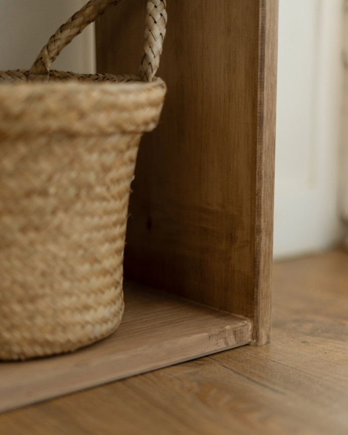 Solid oak wood shelving unit in a dark oak tone with 4 shelves