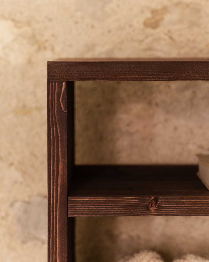 Solid wood walnut tone shoe rack shelf 80x60cm
