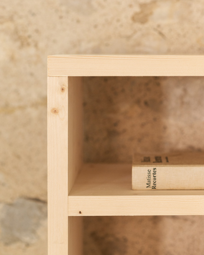 Solid wood shoe rack shelf in natural tone 80x60cm