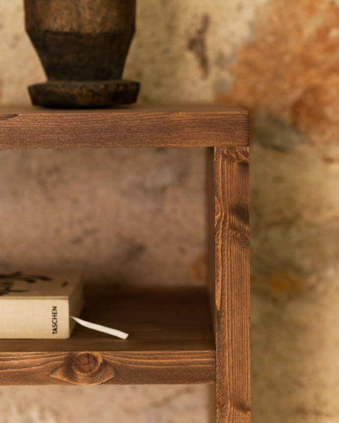 Solid wood dark oak shoe rack shelf 80x60cm