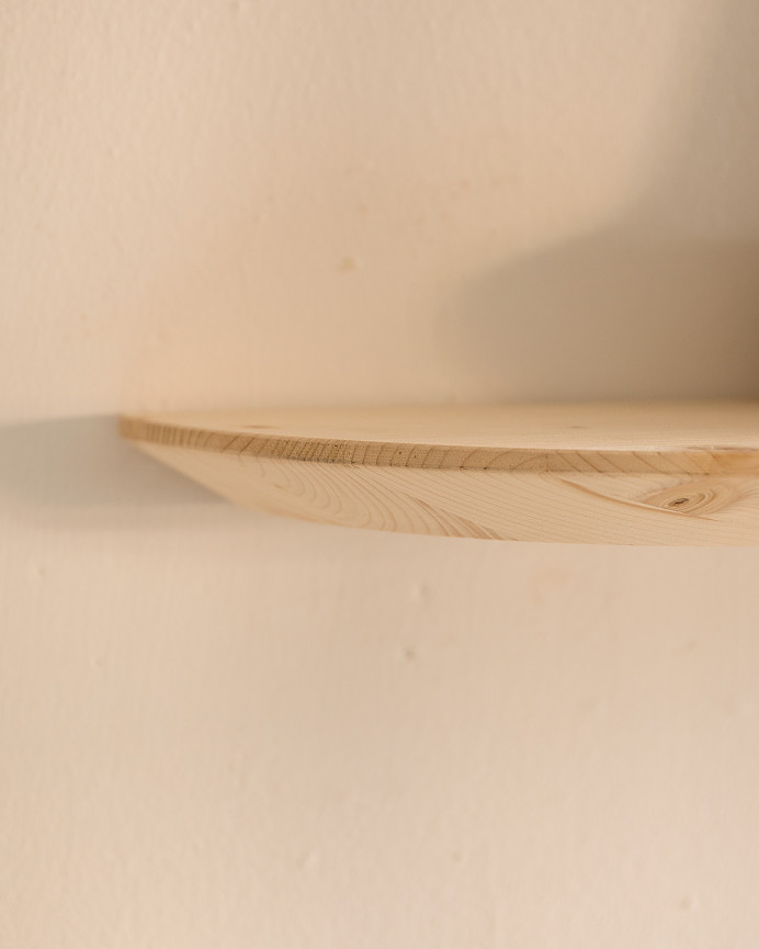Rounded solid wood floating shelf natural tone various sizes