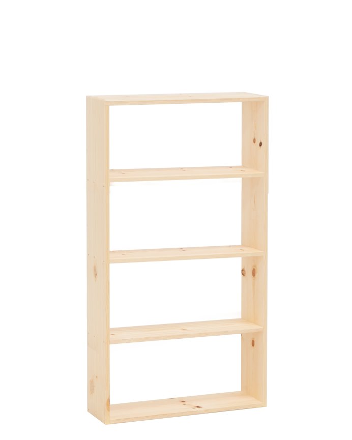 Solid wood natural tone shelf with 3 shelves
