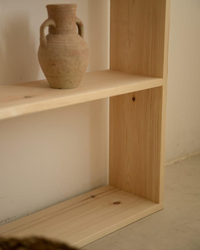 Solid wood natural tone shelf with 3 shelves
