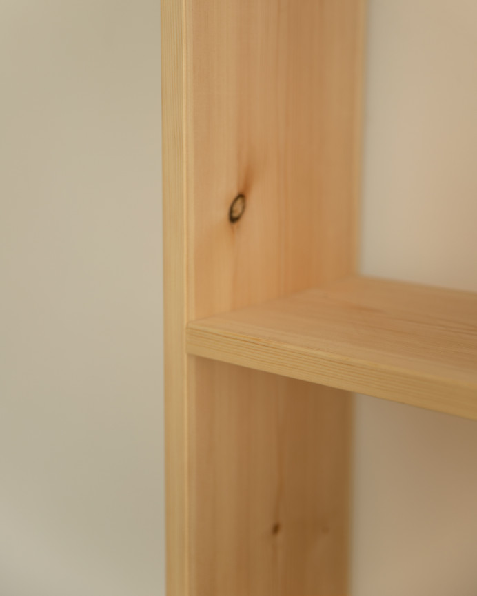 Solid wood natural tone shelf with 3 shelves