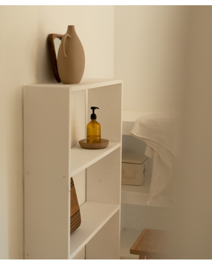 Solid wood bookshelf in white tone with 2 shelves