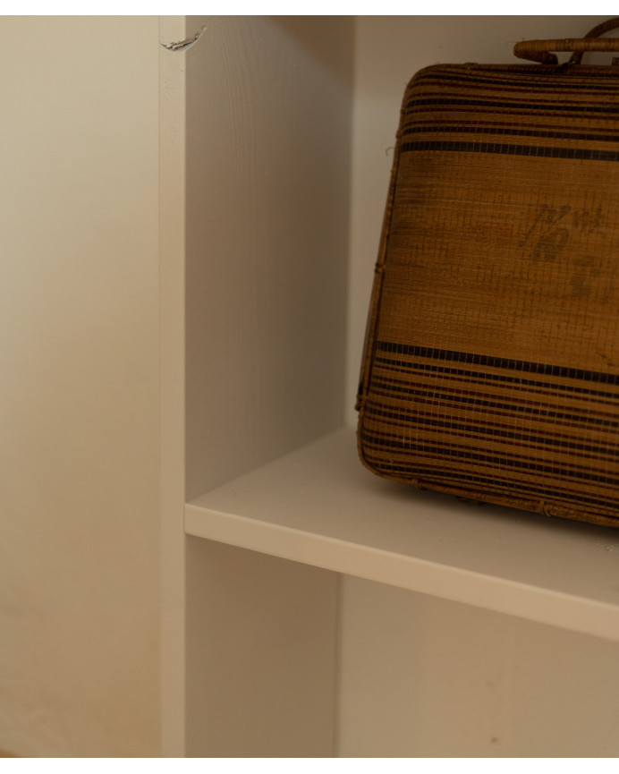 Solid wood bookshelf in white tone with 2 shelves