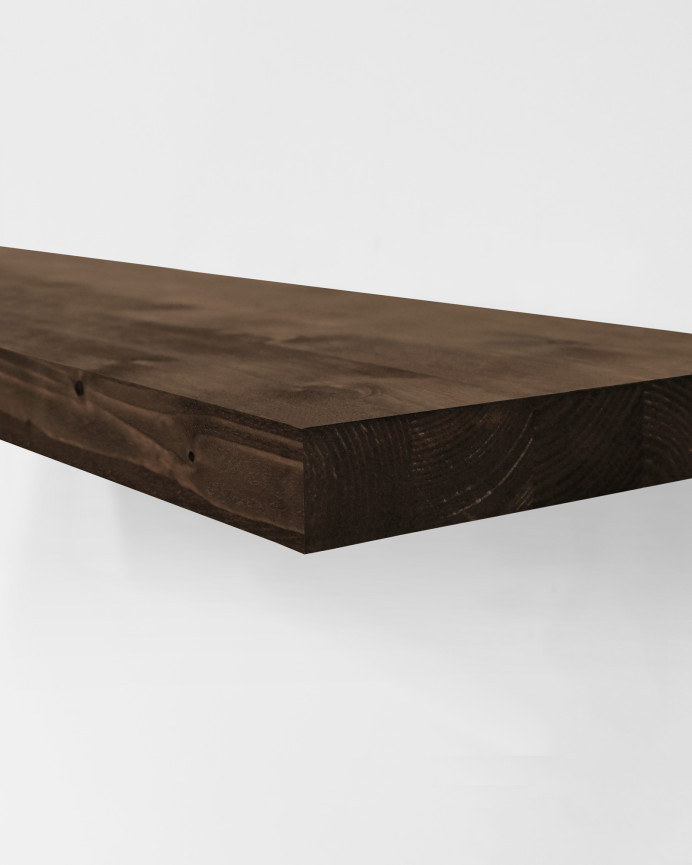 Pack of 2 solid walnut tone floating wooden shelves, various sizes