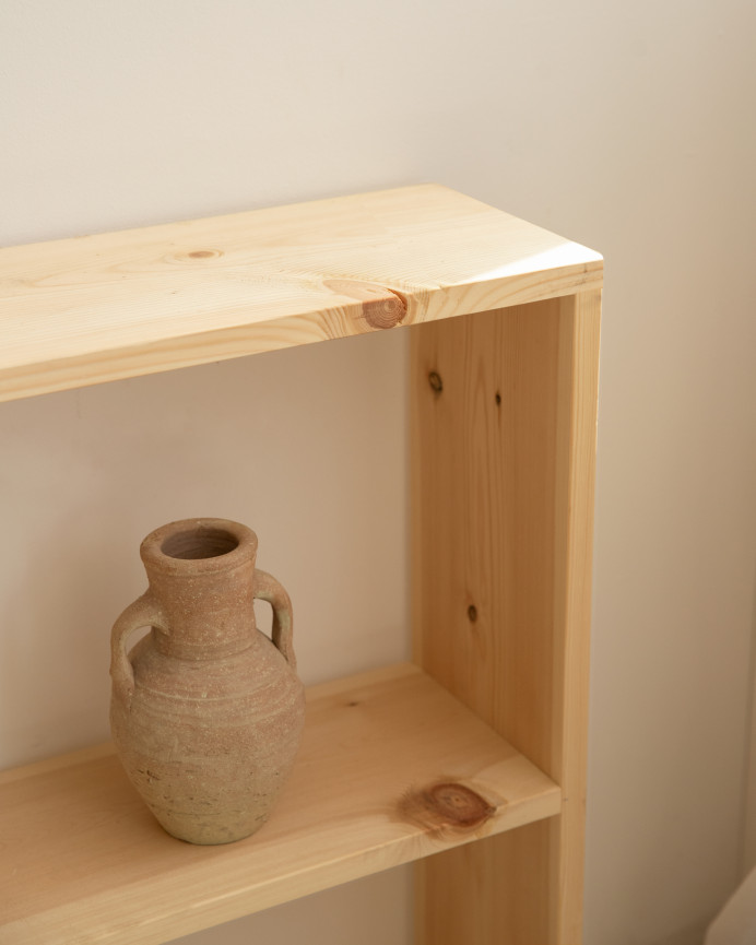 Solid wood natural tone bookshelf with 1 shelf