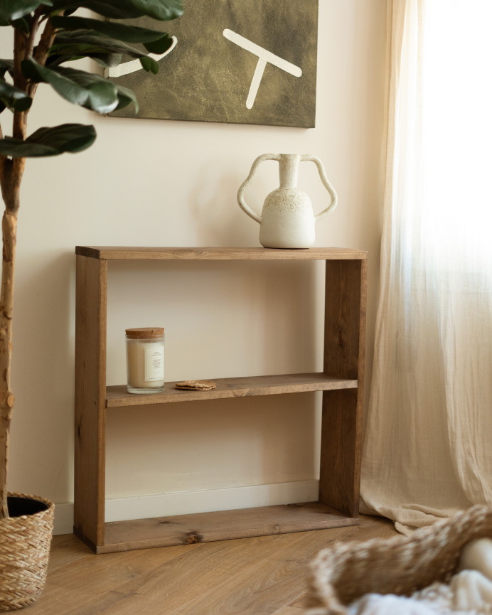 Solid dark oak wood shelf with 1 shelf