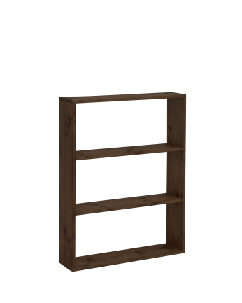 Solid walnut tone wooden shelf with 2 shelves