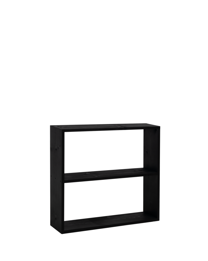 Solid wood black-toned shelving unit with 1 shelf