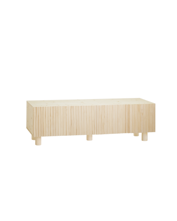 Wooden TV stand made of fir and pine wood in a natural tone 152x42cm.