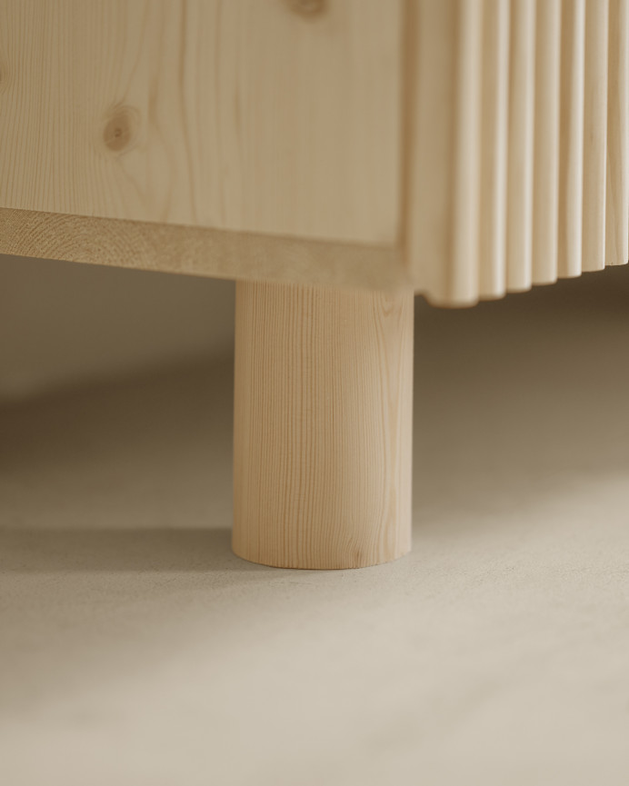 Wooden TV stand made of fir and pine wood in a natural tone 152x42cm.