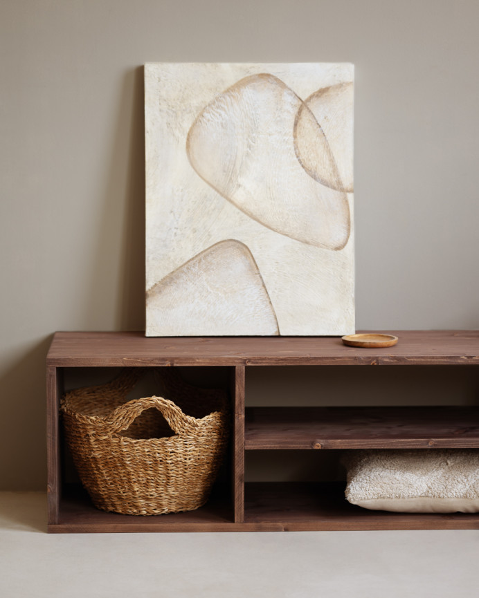 Solid wood TV stand in walnut tone measuring 160x40cm.