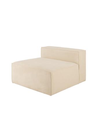White corduroy armchair measuring 110x90cm