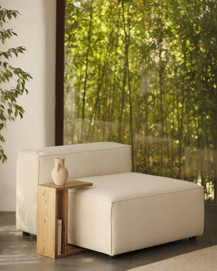 White corduroy armchair measuring 110x90cm