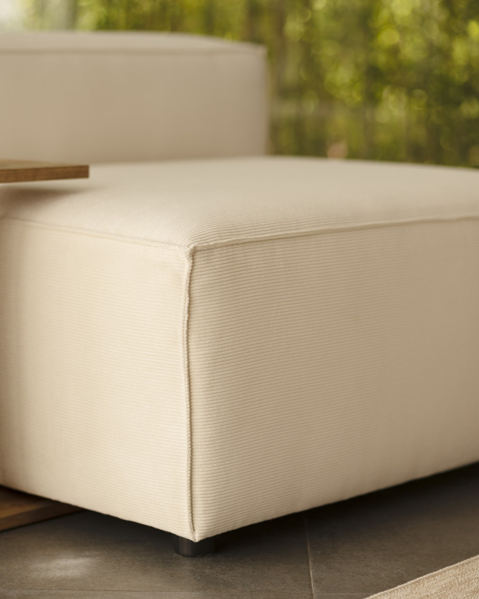 White corduroy armchair measuring 110x90cm