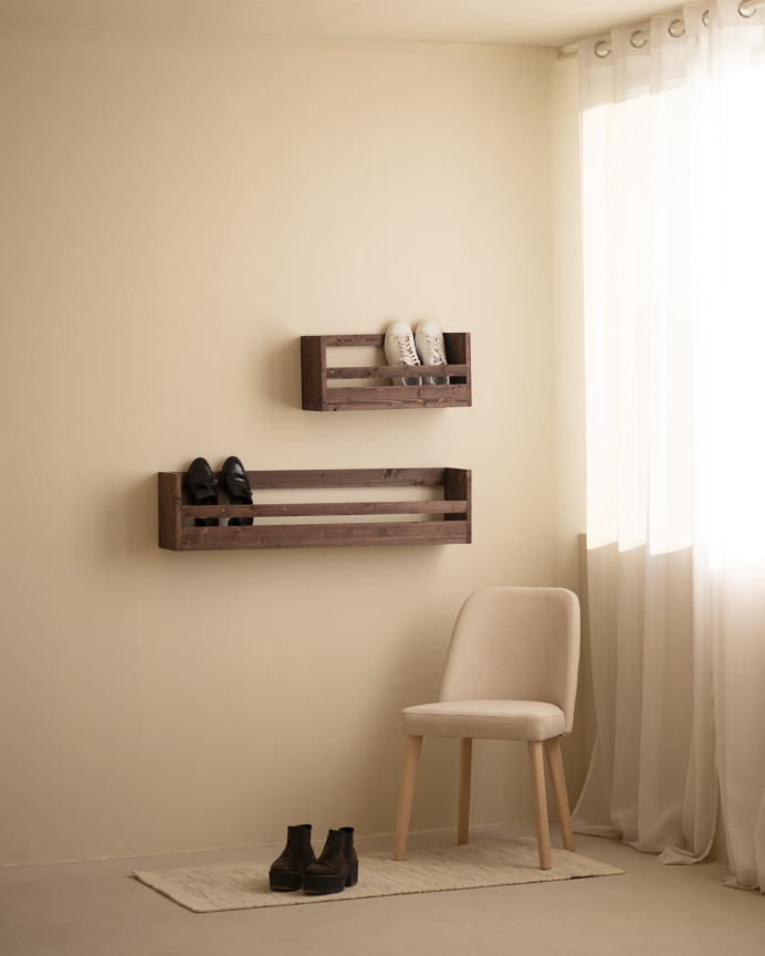 Solid walnut shoe rack shelf in various sizes