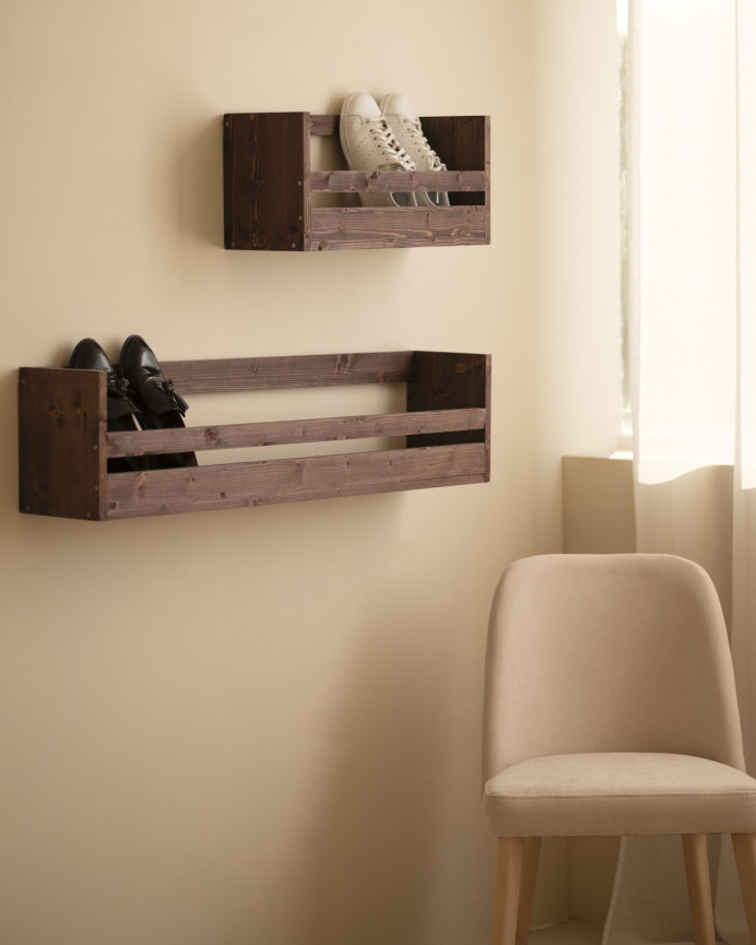 Solid walnut shoe rack shelf in various sizes