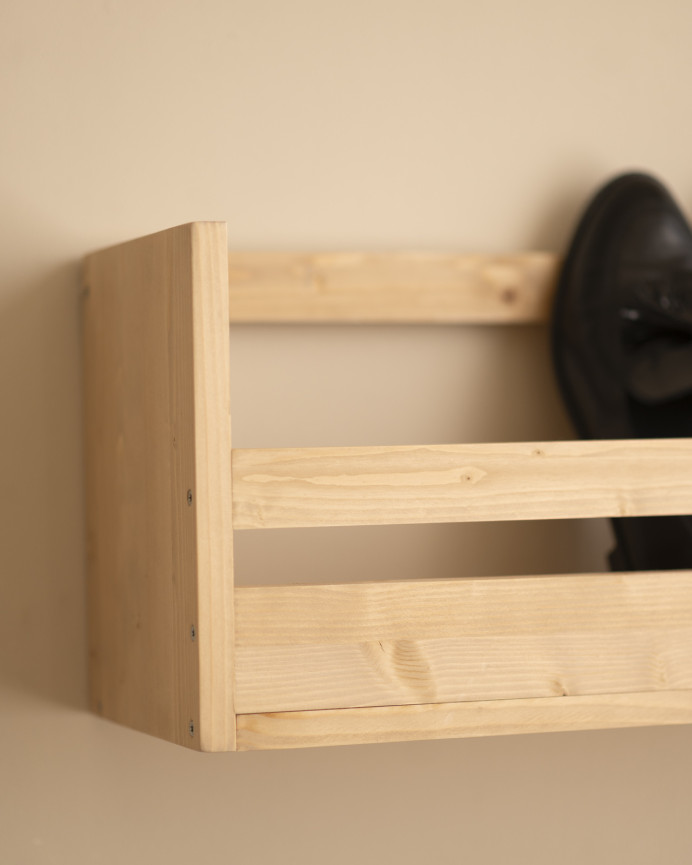 Solid wood shoemaker shelf in medium oak tone of various sizes