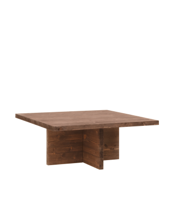 Solid walnut square coffee table measuring 80x80cm.