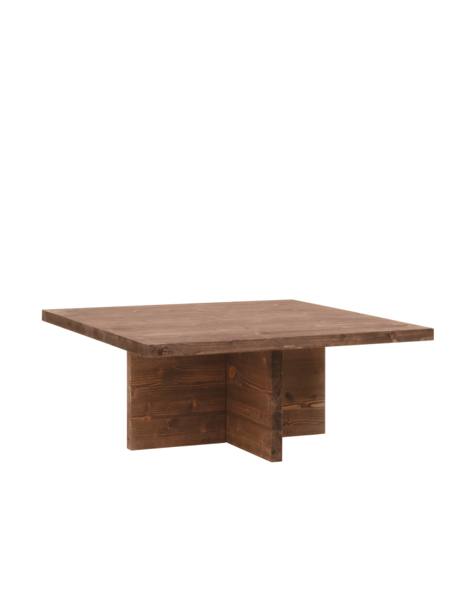 Solid walnut square coffee table measuring 80x80cm.