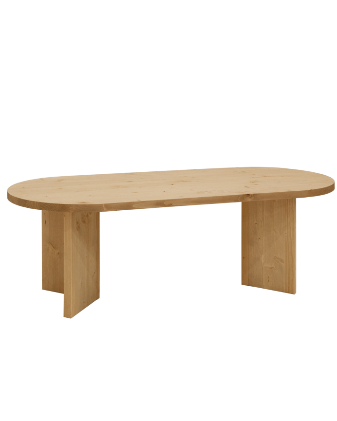 Solid wood coffee table in medium oak tone measuring 120cm.