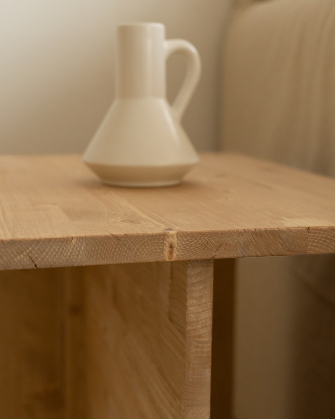 Mesa de centro 2 piezas de madera maciza en tono roble medio de 100x45cm